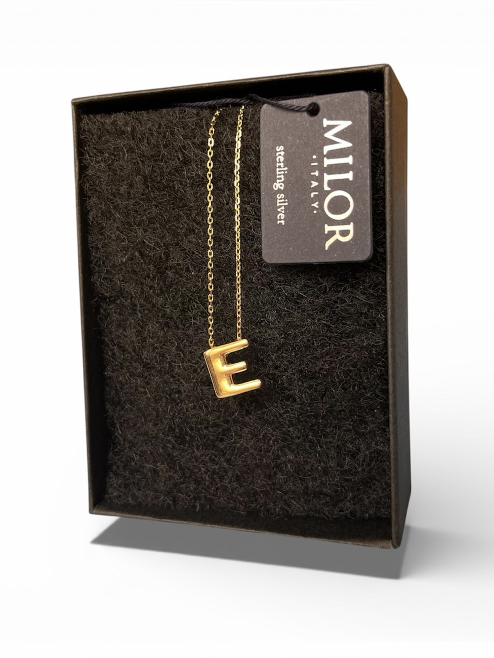 Puffy Initial Necklace “E” 18k Gold Over Stirling Silver NIB .925 E 18” chain